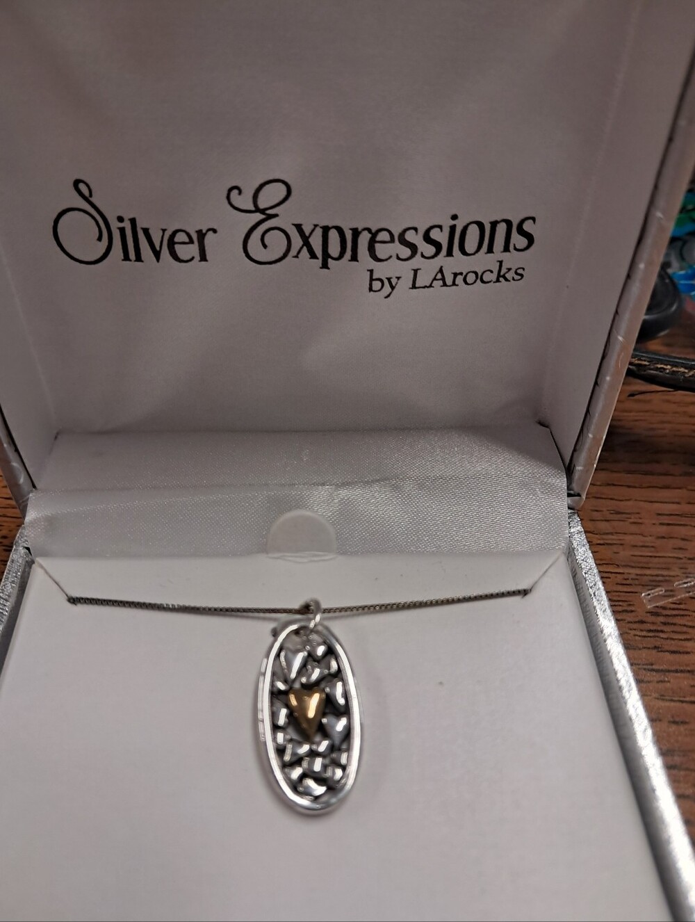 BNIB Silver Expressions Sterling Silver Pendant Necklace with Gold Heart